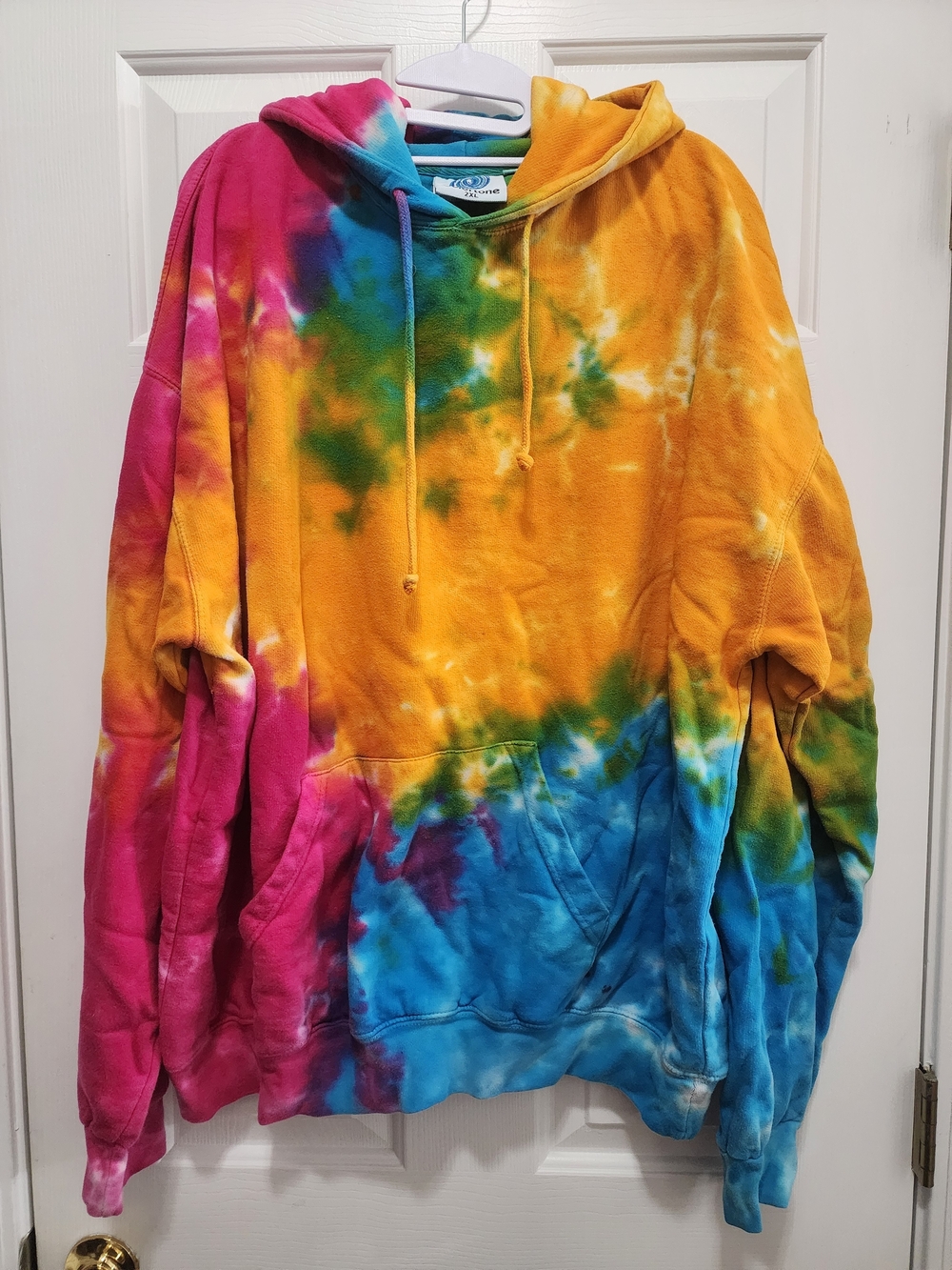 ColorTone rainbow tie dye pullover hoodie size 2XL oversized unisex